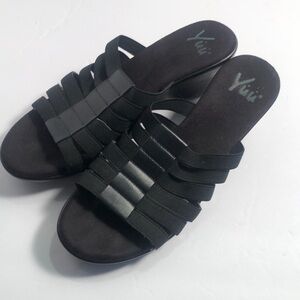 Women’s spring open toe Yuu black slip comfort on shoes